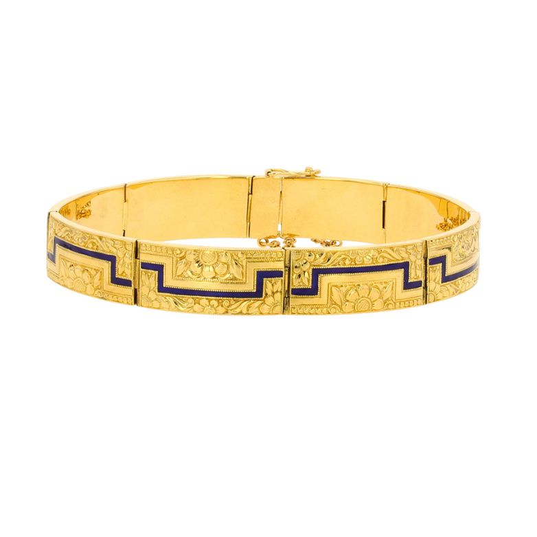 Acheter Bracelet vintage émail or jaune 20.56g Comme neuf - 3950,00 € Bracelet vintage émail or jaune 20.56g Comme neuf - reconditionné disponible sur Gemme Les Bijoux